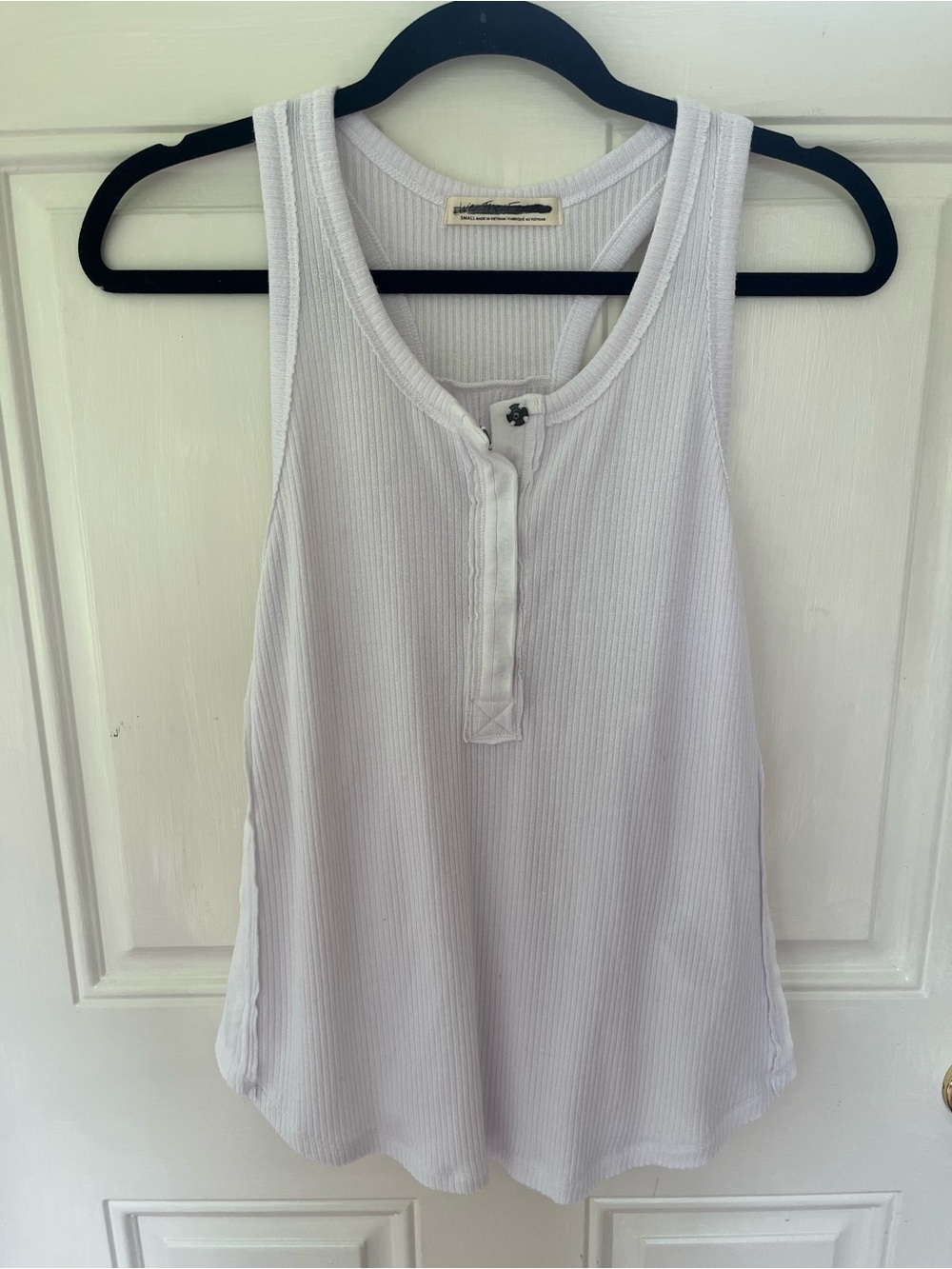 We The Free Small White Ribbed Henley Tank Top